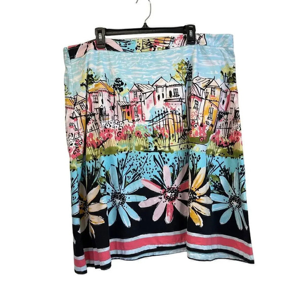 I.e Womens Size 22W Scenery ColorFul Knee Length Career Wear Skirt - Picture 2 of 8
